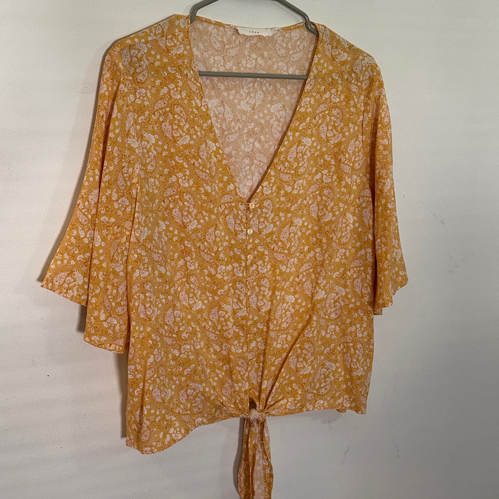 Lush Mustard Floral Blouse